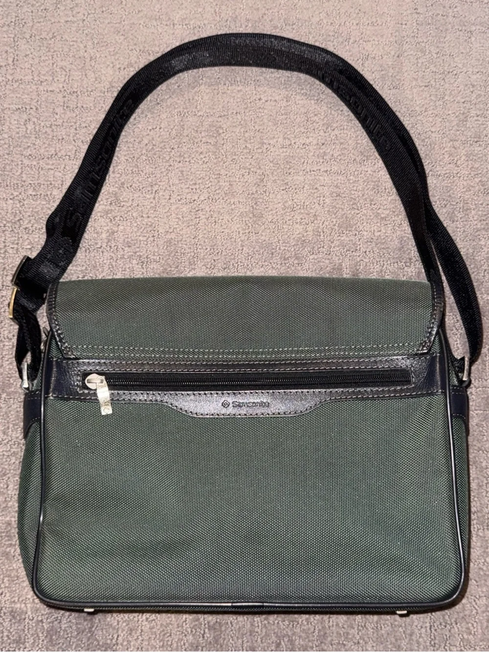 Vintage Samsonite Dark Green Laptop Messenger Crossbody Bag
